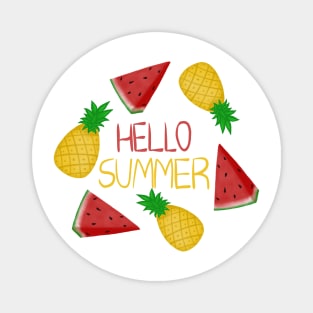 Hello Summer tropical fruits Magnet